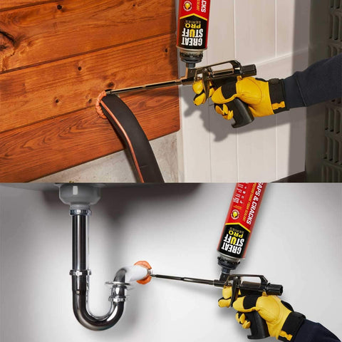 Great Stuff Pro water resistant seal blocks air leaks around framing
