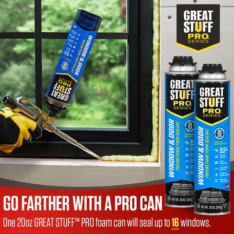 Great Stuff Pro creates an airtight seal that stops drafts around windows.
