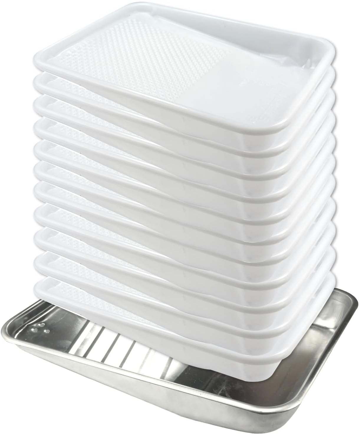 Greatandrew 11-pack 9-inch disposable paint tray with metal liner for clean setup