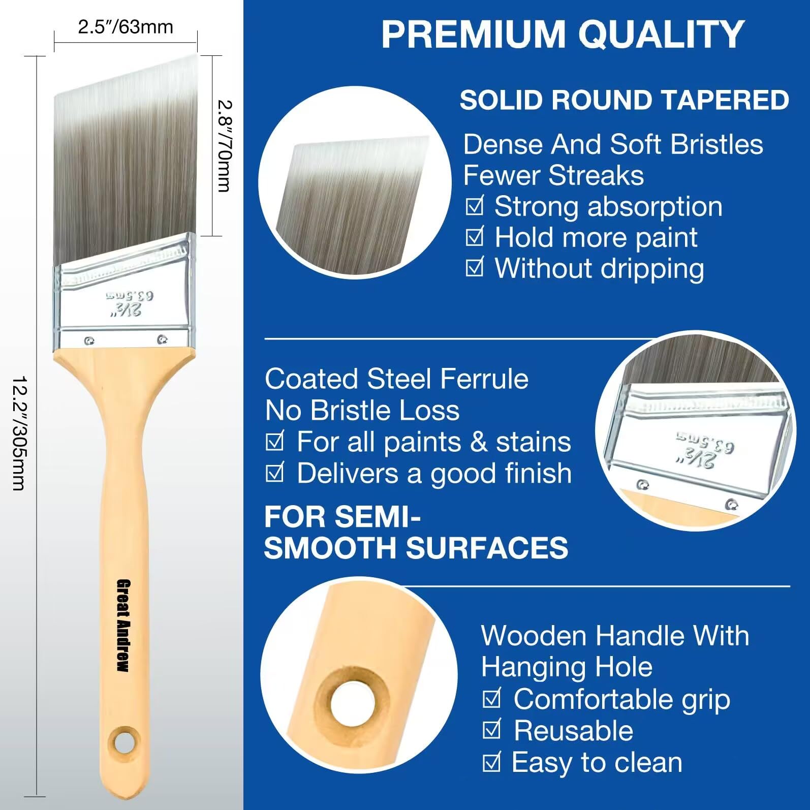 Greatandrew 1-5in brush density close-up shows balanced paint pickup and control