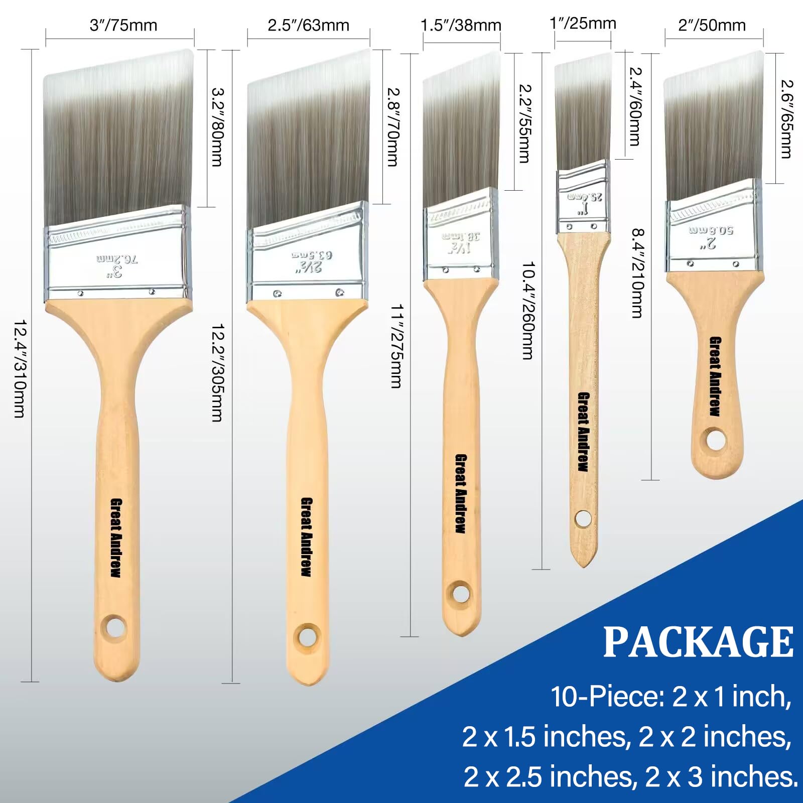Greatandrew 1in brush close-up highlights dense bristles for smooth, even coats