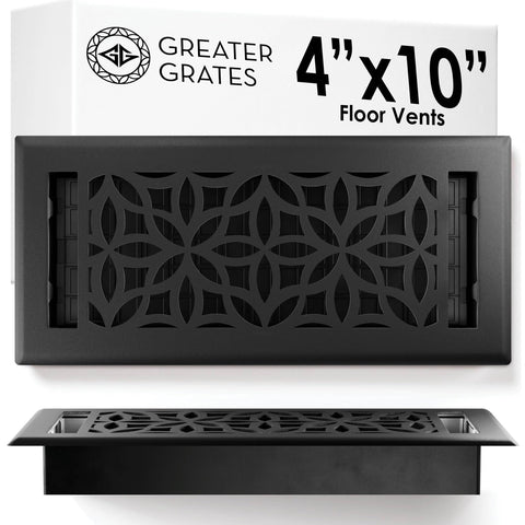 Greater Grates floor register floral front close-up showing decorative pattern and durability