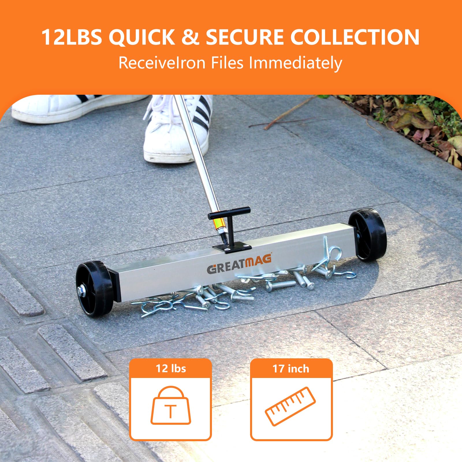 GreatMag quick-release design allows easy dumping of collected debris.