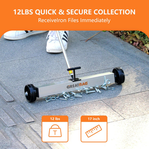 GreatMag quick-release design allows easy dumping of collected debris.