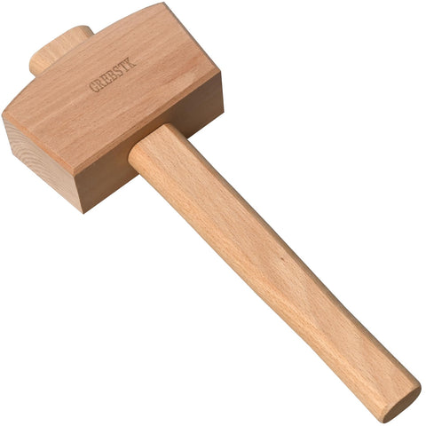 GREBSTK Beech Wood Mallet 12-inch head for precise chiseling and controlled strikes.