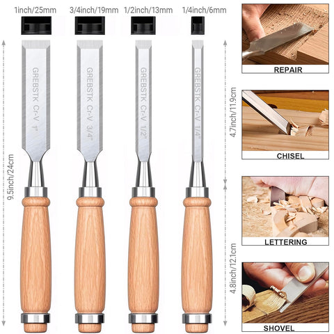 GREBSTK wood chisel set with a 1/2 inch blade for clean mortises.