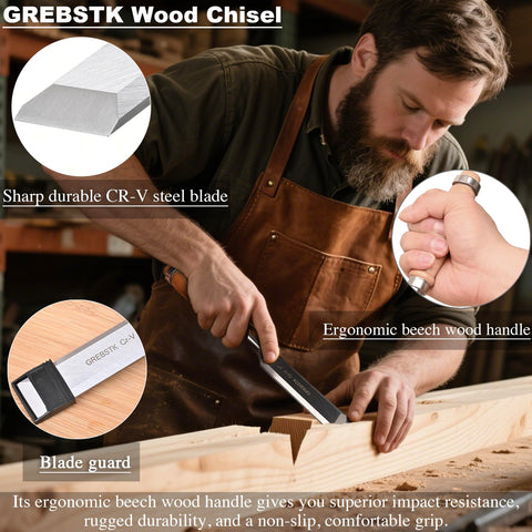 GREBSTK 3/4 inch blade chisel for detailed carving and bevel cuts.