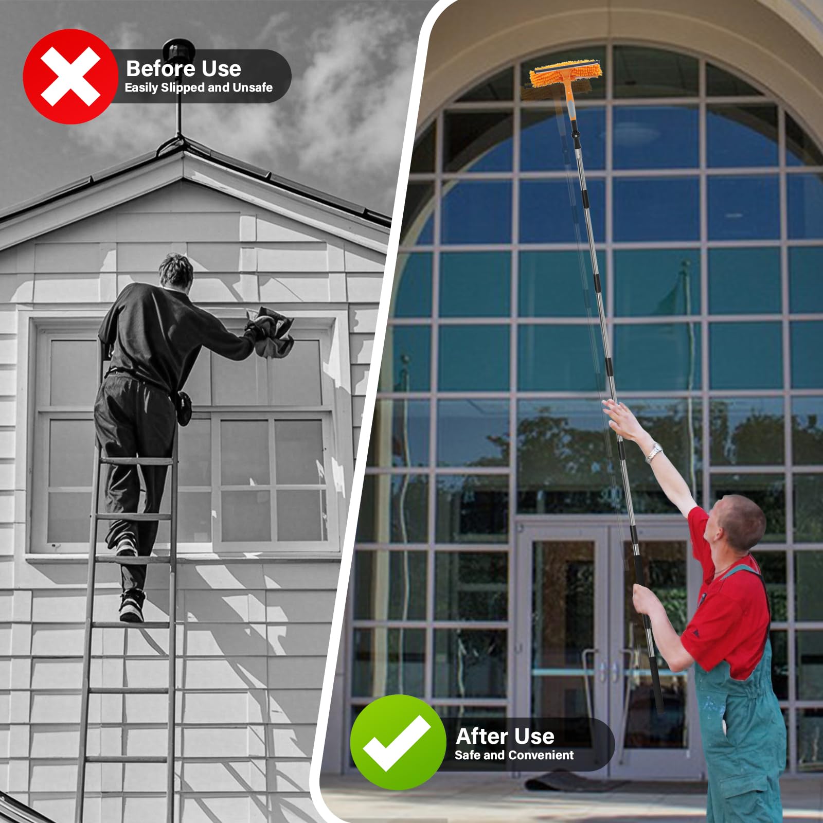 Greeily pole with universal threaded tip supports many attachments.