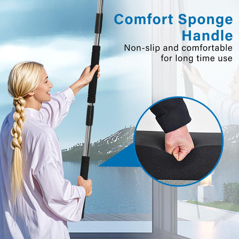 Greeily pole for cleaning gutters, fans, and high fixtures.