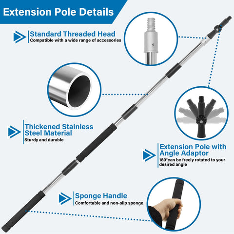 Greeily stainless steel pole offering durability and rigidity during use.