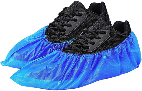 Green Convenience blue shoe covers with non-slip texture for safer footing