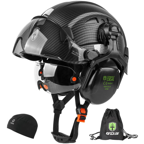 GREEN DEVIL 6in1 safety helmet worn for all-in-one protection on site