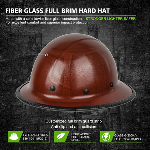 GREEN DEVIL fiberglass full-brim hard hat side view showing durable shell