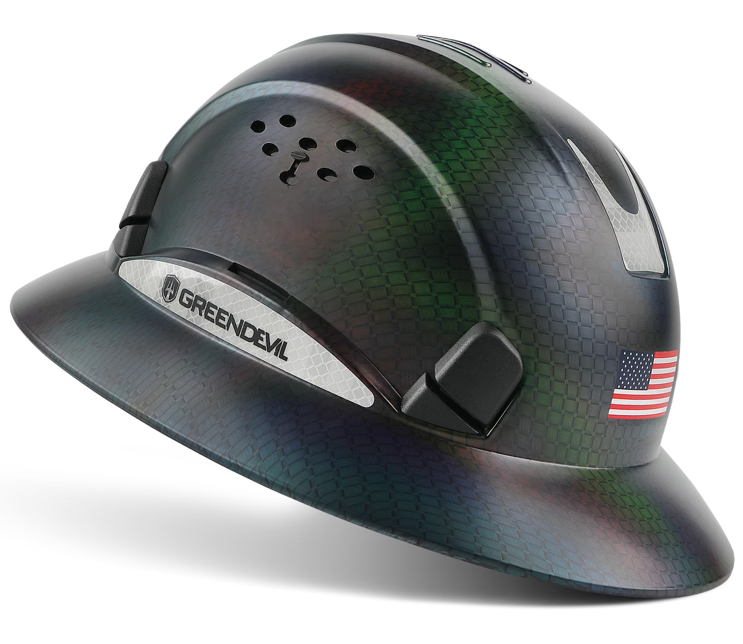 GREEN DEVIL full brim vented hard hat for cooling on hot worksites