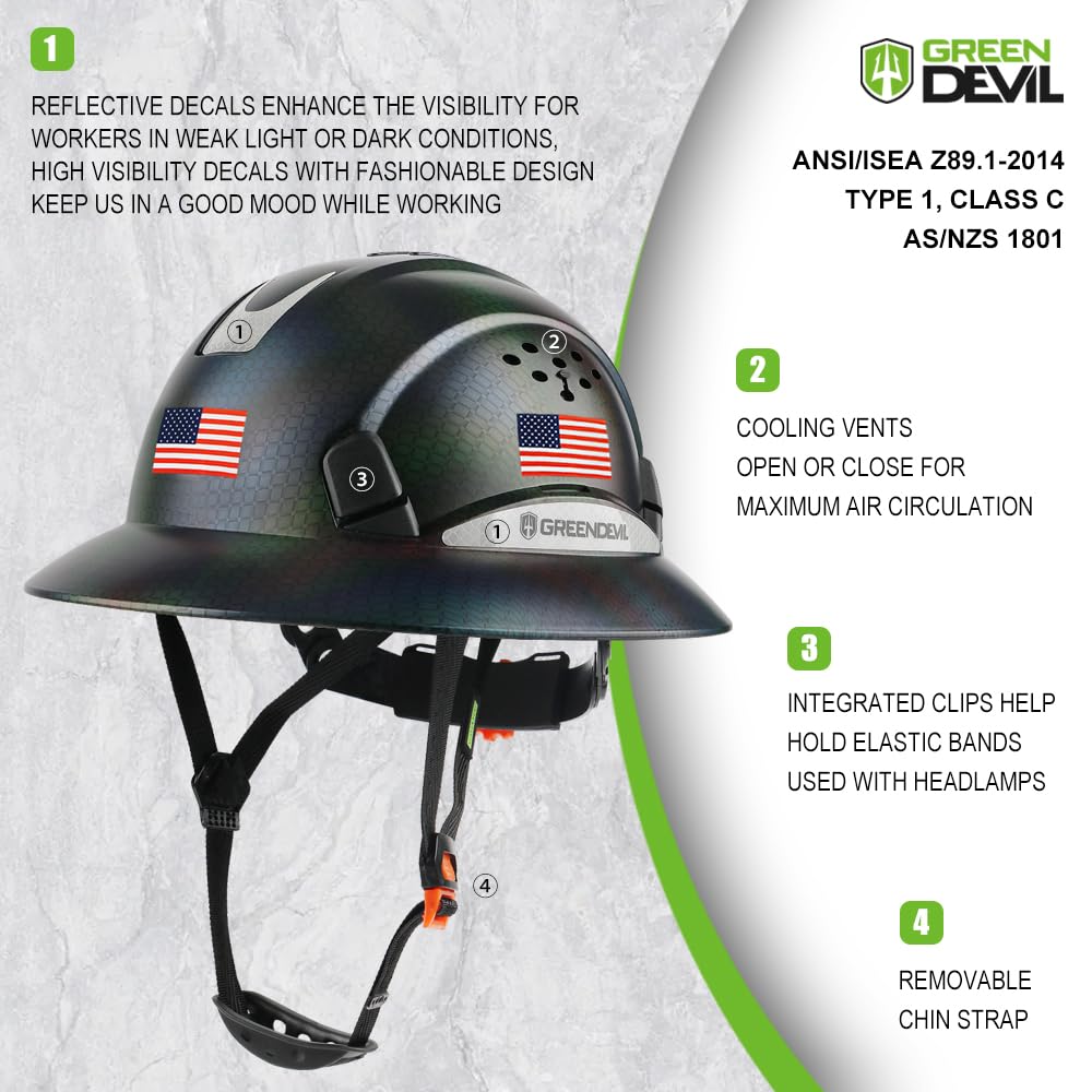 GREEN DEVIL hi-vis reflective stripe enhances visibility in low light