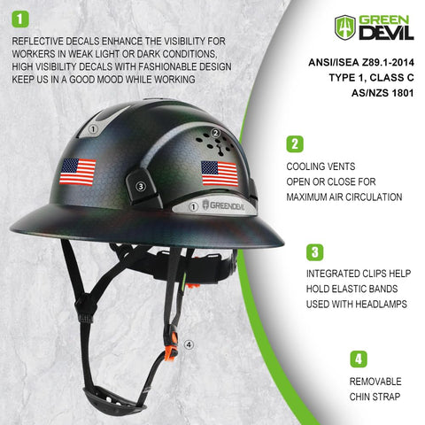 GREEN DEVIL hi-vis reflective stripe enhances visibility in low light