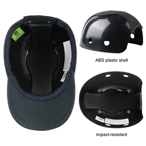 Green Devil bump cap side view highlighting lightweight design for all-day comfort.