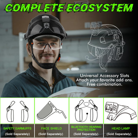 GREEN DEVIL helmet features hi-visibility stickers to boost on-site presence.