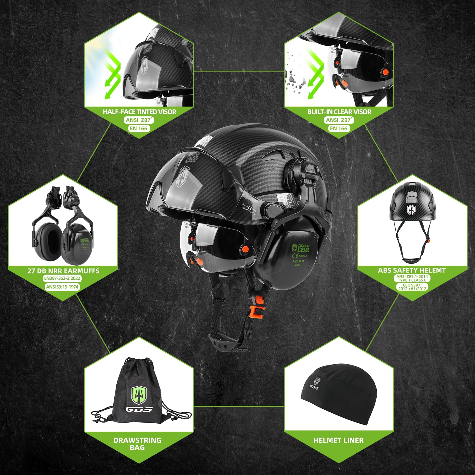 GREEN DEVIL soft sweatband and chinstrap for secure, long-wear comfort