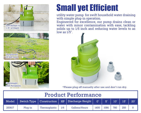 Green Expert pump with 25-foot cord enables safe distant setup