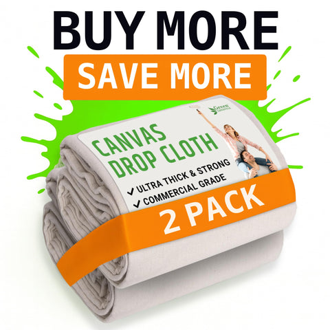 Green Lifestyle canvas drop cloth provides heavy-duty protection for furniture and surfaces