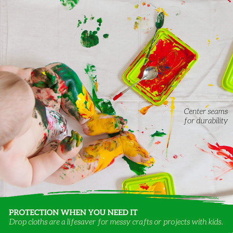 GREEN LIFESTYLE Two-pack 9x12 ft canvas drop cloths for versatile coverage.