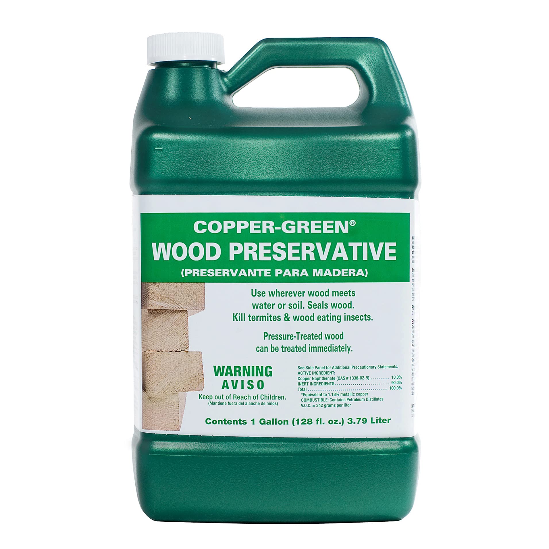 Green Products Inc Copper Green wood preservative bottle protecting exterior wood from moisture and insects