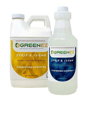 GREENEZ Strip & Clean bottle application for rapid paint removal without harsh fumes