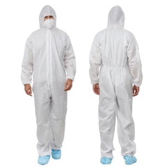 Greenour hazmat suit pack-12-hooded-white shown for protective daily use