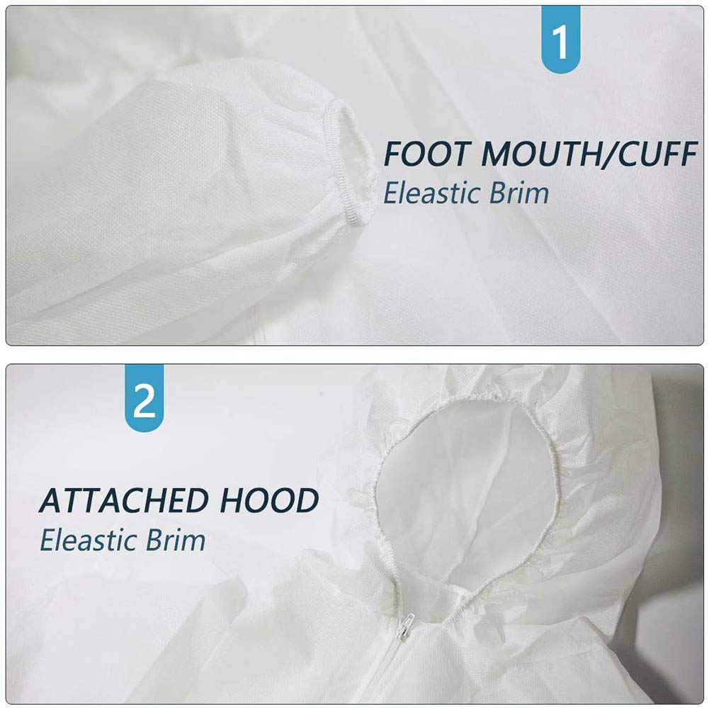 Greenour white SMS coveralls fabric close-up, fluid-resistant yet lightweight for comfort.