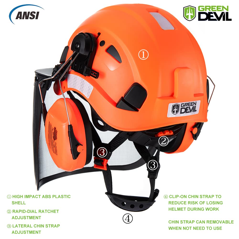 GREEN DEVIL helmet with 6-point suspension for a secure, comfortable fit.