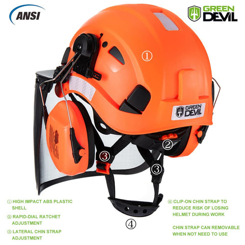 GREEN DEVIL helmet with 6-point suspension for a secure, comfortable fit.