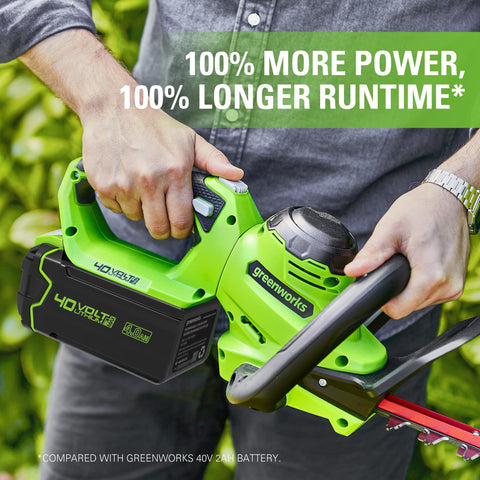 Greenworks 40V quick-charge up to 120 minutes supports shorter downtime.