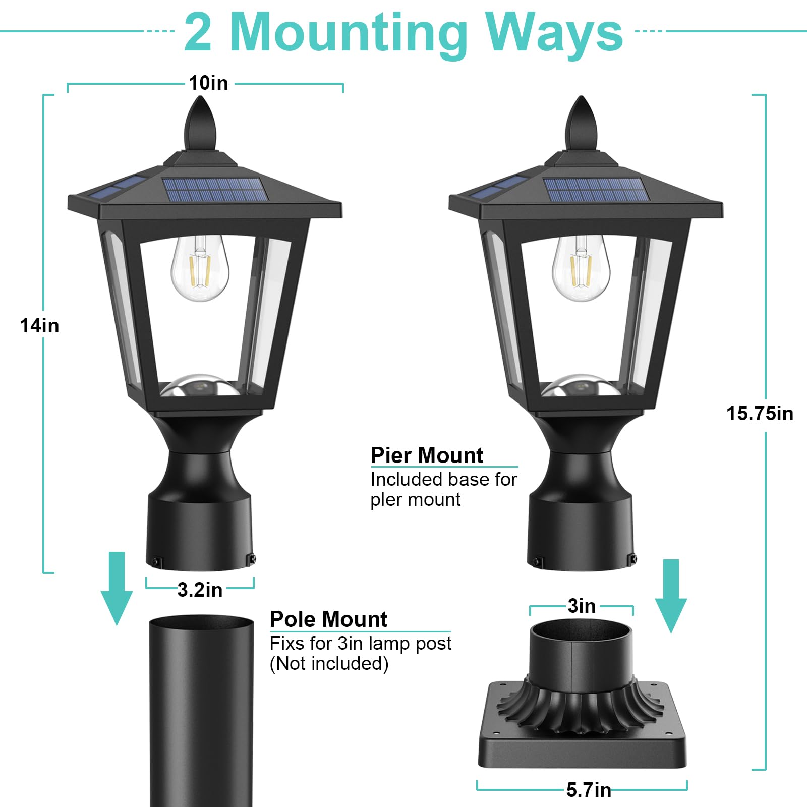 Greluna easy-install outdoor solar post light for simple setup.