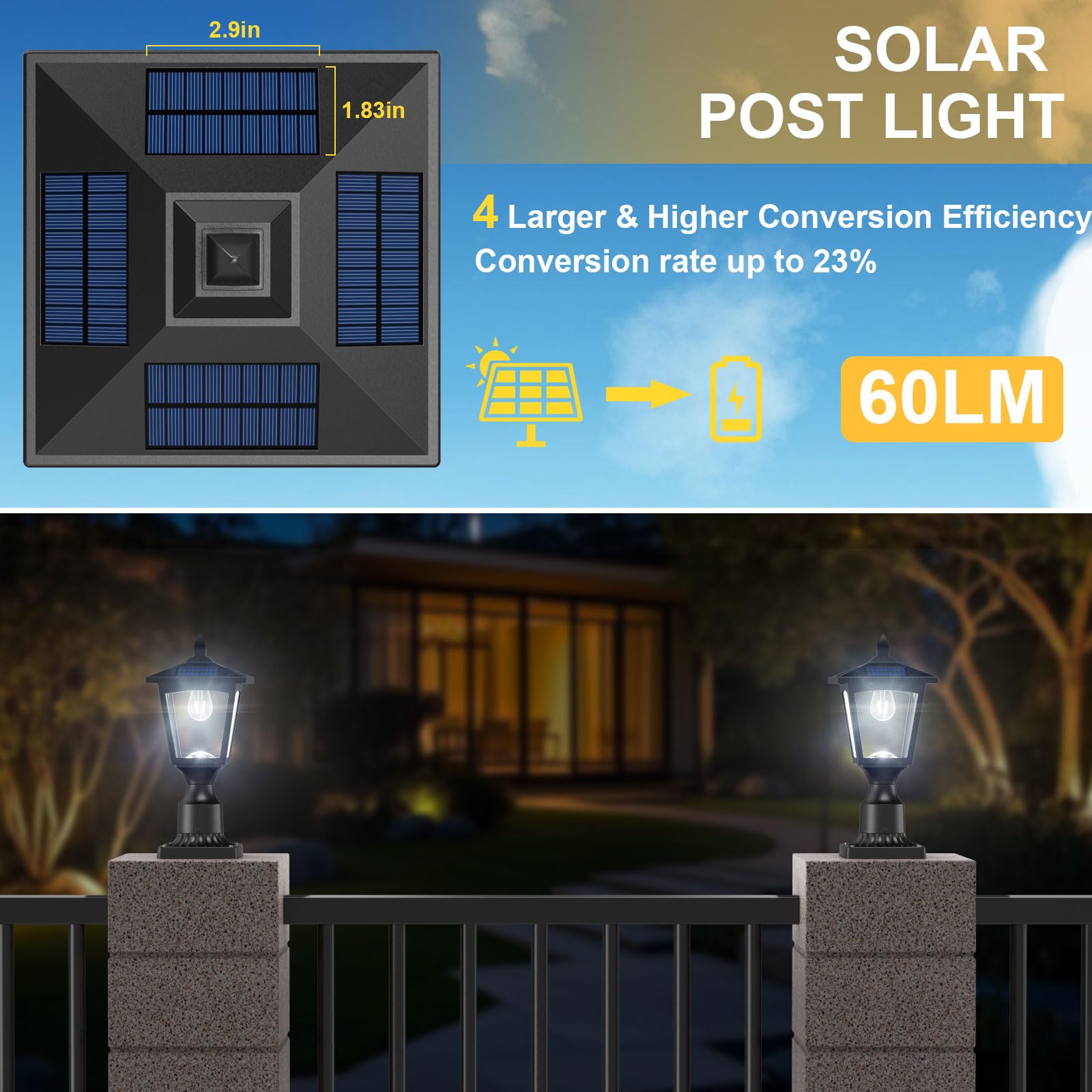 Greluna ip45 waterproof post light withstands rain for year-round outdoor illumination.