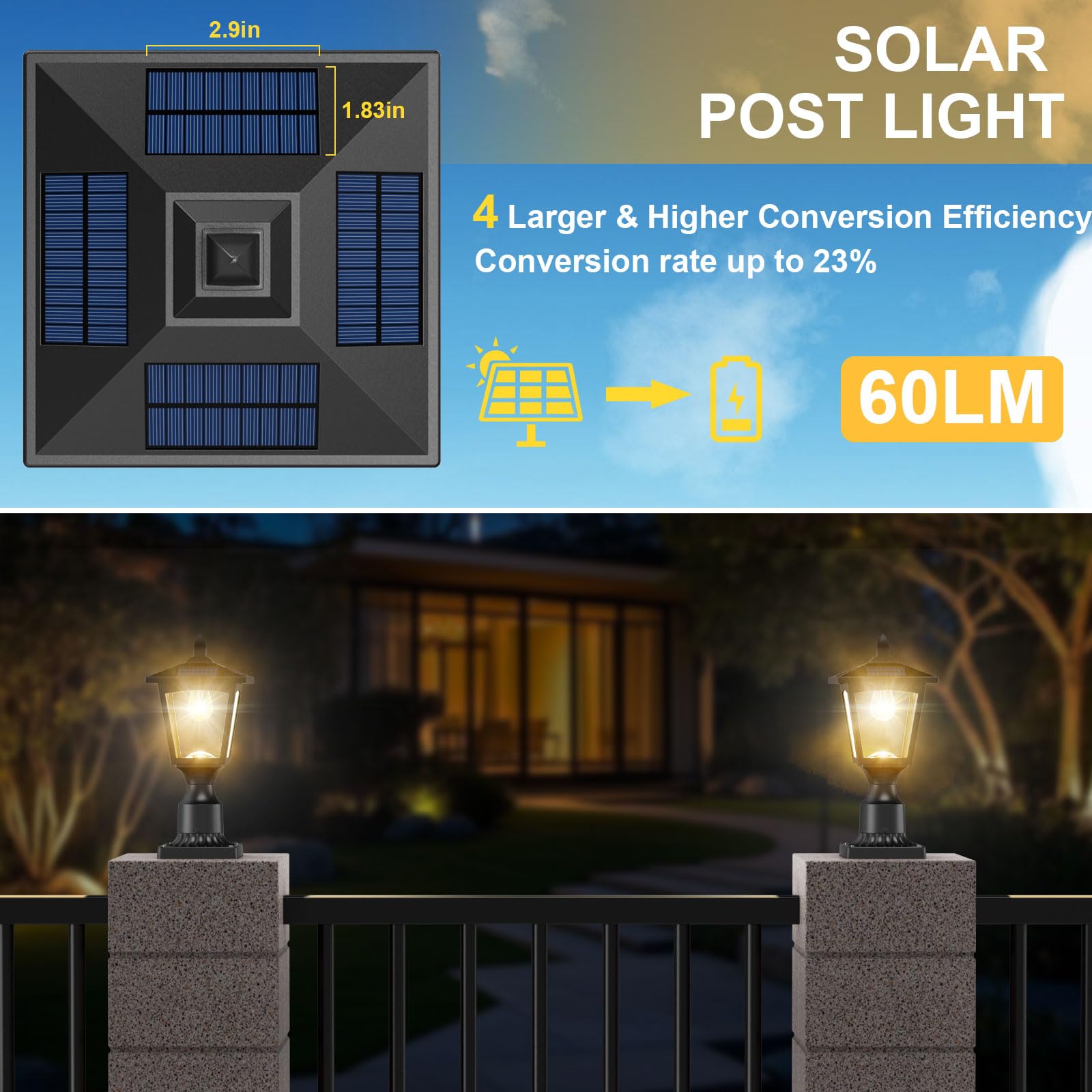 Greluna post base hexagonal attachment enables versatile mounting on pillars.
