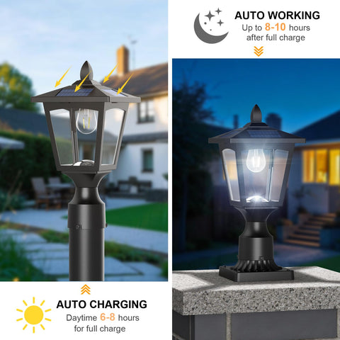 Greluna post-cap base solar light easy install on 3-inch poles.