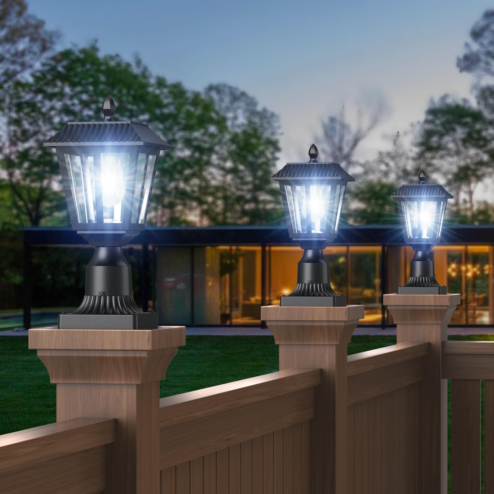 Greluna dusk-to-dawn garden light with clear lampshade offers chic illumination