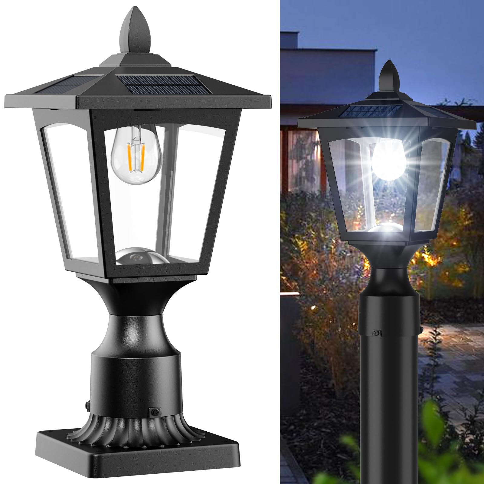 Greluna solar lamp post light dusk-to-dawn over garden path for safe navigation.