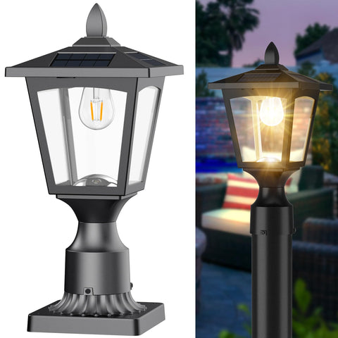 Greluna solar lamp post with warm white LED for inviting outdoor illumination.