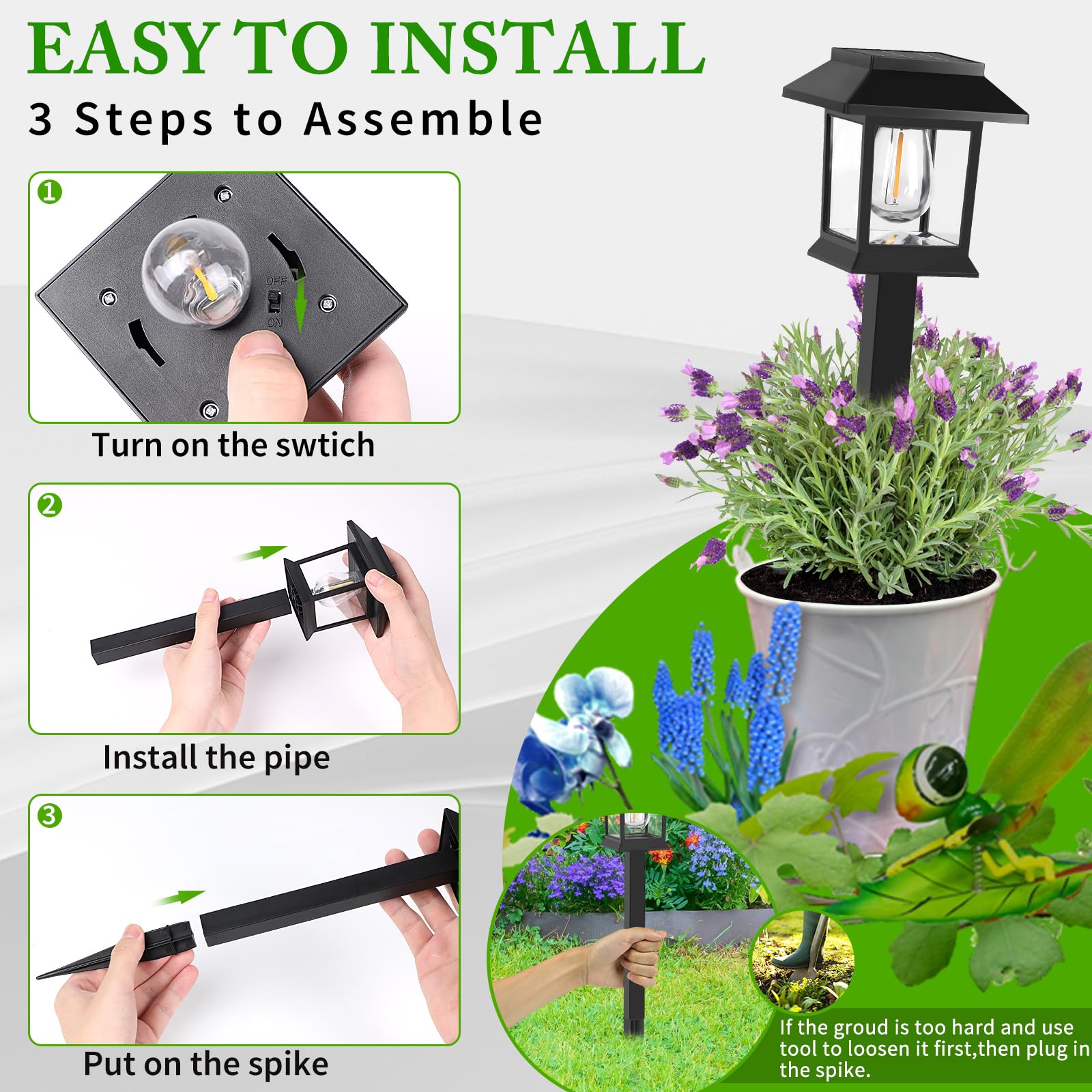 Greluna solar lights auto on/off save energy by lighting at dusk.