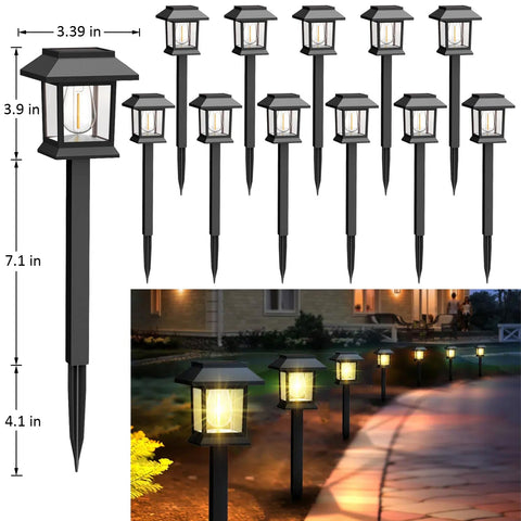 Greluna solar lights outdoor 12-pack with high-transmittance lampshades brighten sidewalks beautifully.