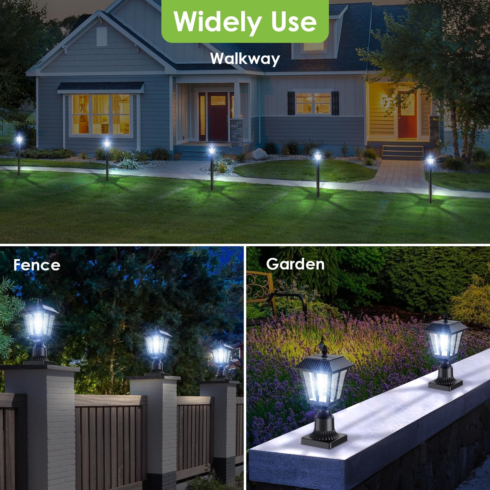 Greluna solar post light on a pillar enhances driveway safety and visibility