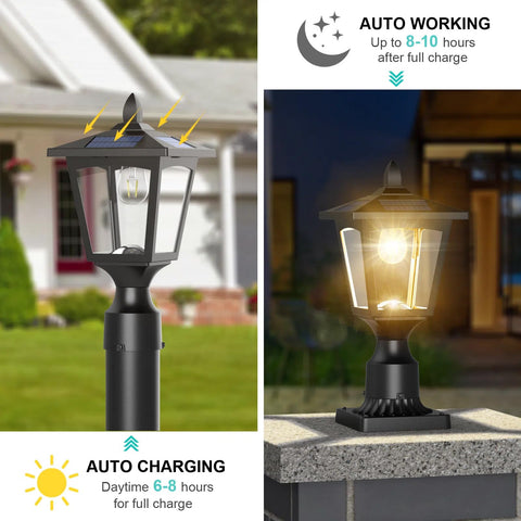Greluna easy-installation solar post light mounts on pillars, delivering quick setup and relaxing nighttime ambience.