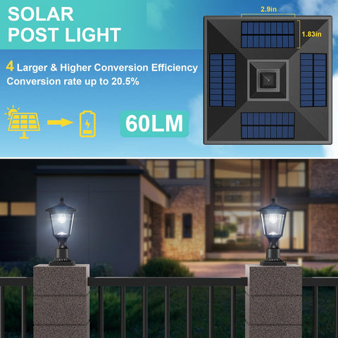 Greluna solar post light with hex base enables easy mounting.