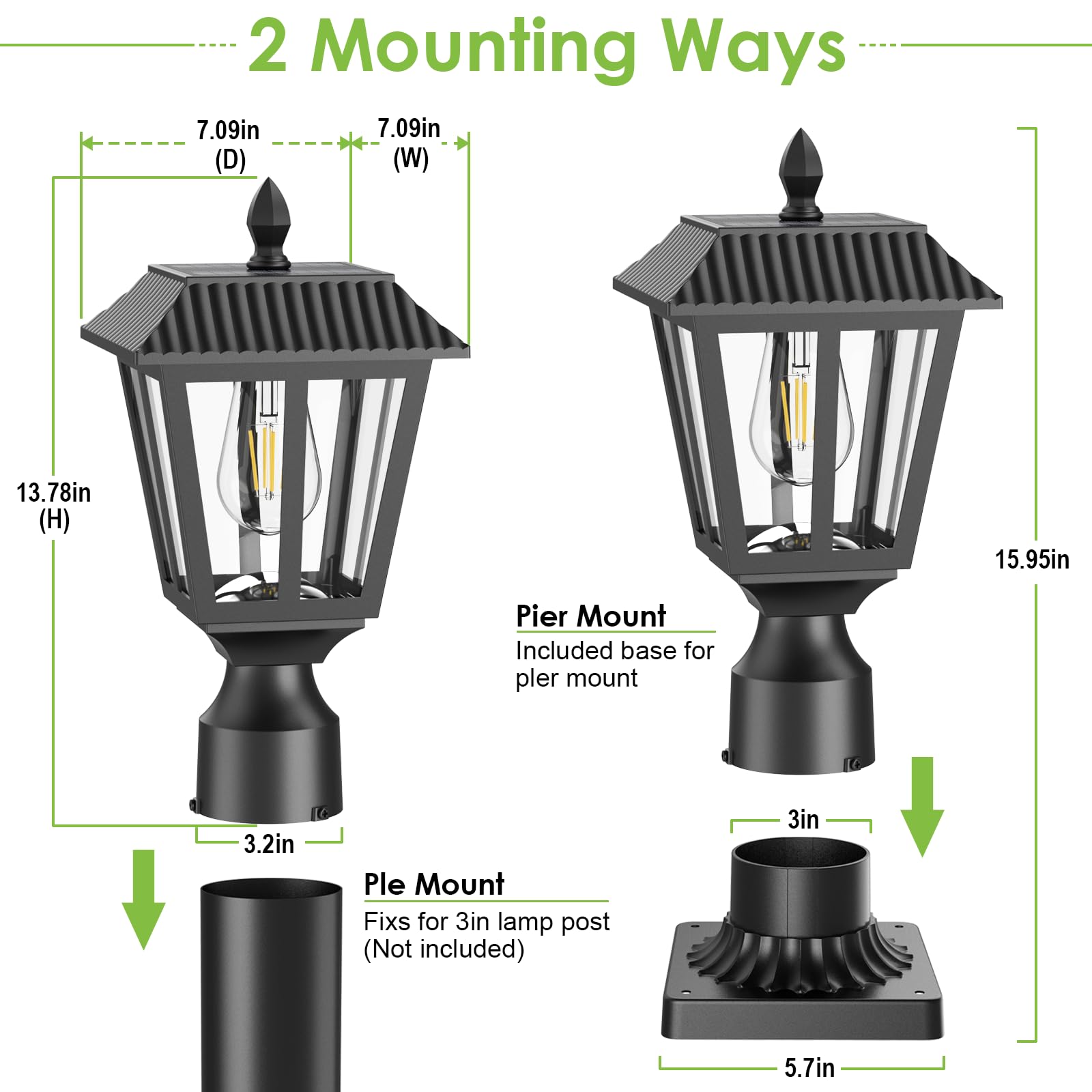 Greluna post light highlights walkways with energy-saving solar power