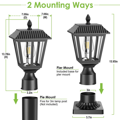 Greluna post light highlights walkways with energy-saving solar power