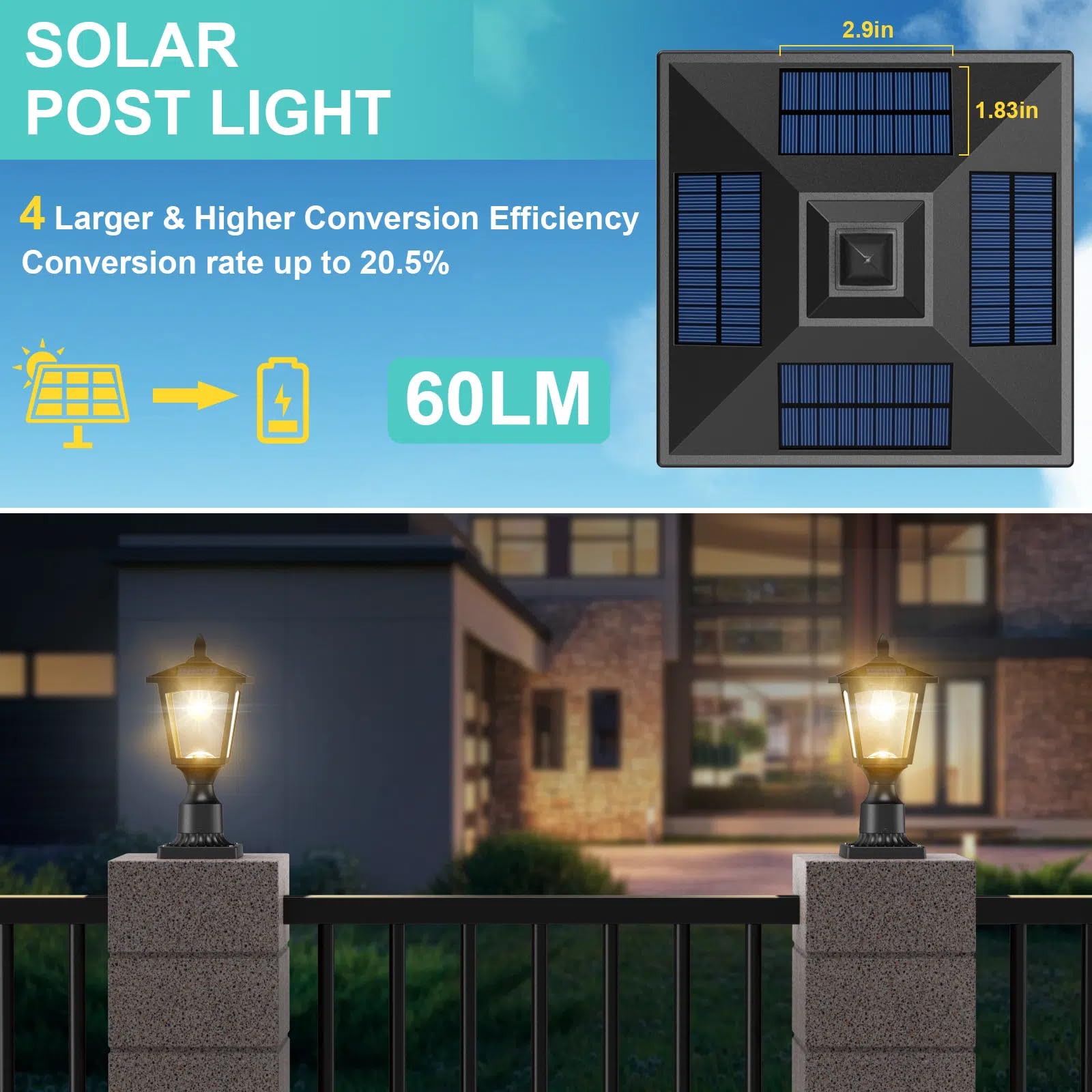 Greluna solar post light with warm white glass creates inviting ambience for gardens and porches.