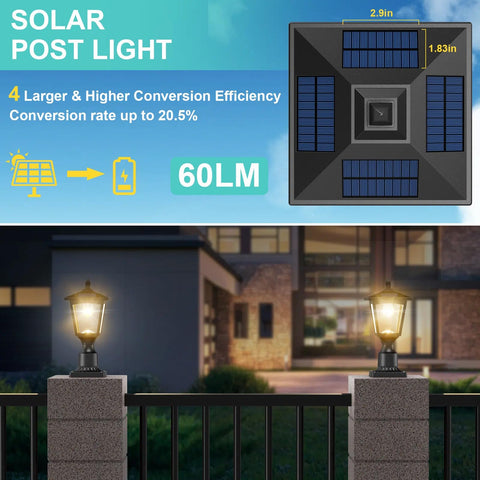 Greluna solar post light with warm white glass creates inviting ambience for gardens and porches.