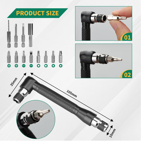 Grenpro 105-degree right-angle attachments offer precise access to cramped gaps.